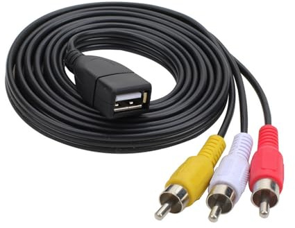 XuQiZZpp Adaptateur USB femelle vers 3RCA mâle - Convertisseurs de son - Câble vidéo USB vers 3RCA pour HDTV - Adaptateur vidéo