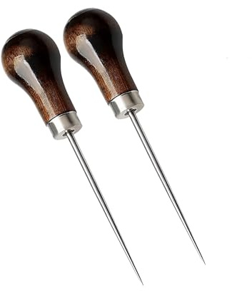 2 Pcs Sewing Awl Wooden,Gourd Shape Awl Tool Sharp,Bradawl Tool for Wood,for Leather Punching Craft,Leather Sewing Crafting,DIY Handmade Needle Punching