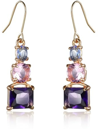 Pendientes para mujer, pendientes colgantes de piedra azul, rosa, lila, geométricos, 41 x 11 mm, para el día de la madre, joyas
