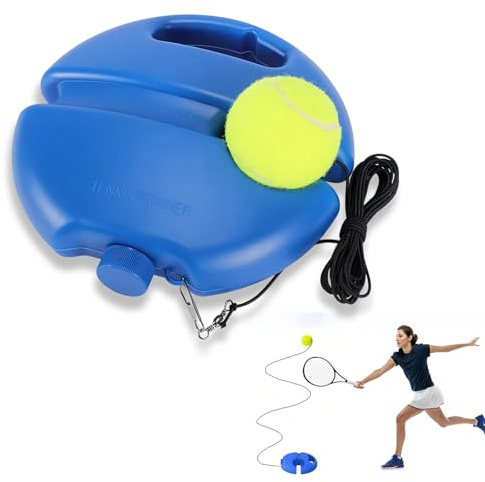 Tennistränare, tennistränarset, träningsbräda med 2 reboundbollar, tennistränare gummiband träningsboll självstudier, trådbunden tennisboll träningsverktyg för solotträning för vuxna