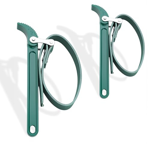 ZYQUES 2 Stück Ölfilterschlüssel, Verstellbares Ölfilter Bandschlüssel Set 225mm/275mm Multifunktionale Ölfilter Schlüssel Universal Gummi Rohrzange für Sanitär Duschköpfe Glasöffner
