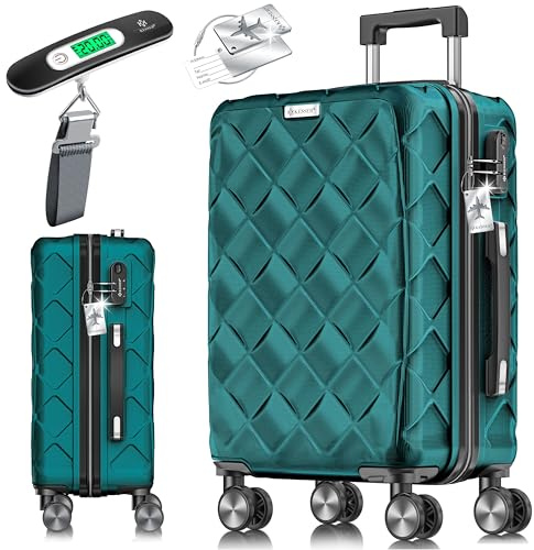 KESSER® Reisekoffer 120L Koffer Handgepäck ABS Hartschalenkoffer mit Zahlenschloss, Kofferwaage & Reisebrieftasche 360° Rollen | Rollkoffer für Business & Reise Trolley Petrol Teal