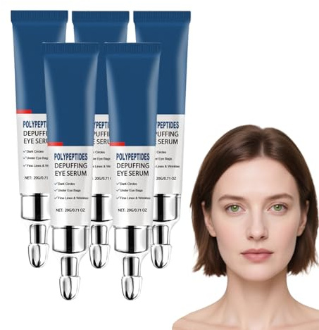 Crema antiedad para el contorno de ojos - Suero hidratante para reducir la apariencia de bolsas, hinchazón y arrugas - Tratamiento diario para el contorno de ojos que desinflama, 20 g (5 piezas)