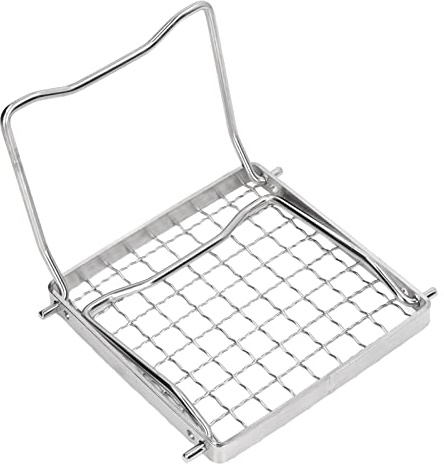 ERYUE Grill de Feu de Camp Pliable Portable en Acier Inoxydable pour Barbecues et Camping, 6,30 Pouces Diamètre, Mini Grille Argentée pour Fêtes en Plein Air
