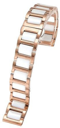 Keramiskt klockband Snabbkopplingsrem Utplacering Låsarmband for kvinnor män(Rose gold white,20mm)