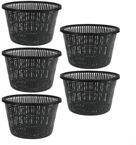 5er Set Hydroponik Körbe 21,2cm Schwarz – Robuste Kunststoff Netztöpfe für Wasserpflanzen & Teich – Optimierte Wasserzirkulation für Aquaponik Systeme