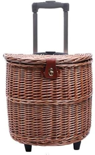 GUOBOTT Outdoor-Camping-Picknickkorb, multifunktionaler Roll-Rattan-Korb mit Zugstange, Picknick Geschirr Exquisite Choice