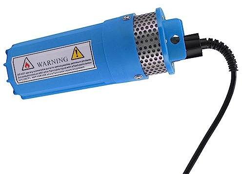 Smandy 24V Solar Submersible Pump 30m Lift 6.5LPM Deep Well Pump with Watertight Gland for Irrigation Pond Livestock (Blue)