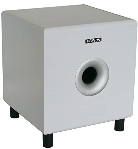 Fenton SHFS08W - Subwoofer aktiv Heimkino - 8 Zoll - 200 Watt Sub Woofer mit integriertem Verstärker - Bass Box - Perfekt zum Aufrüsten Ihres HiFi Heimkinosystems, TV-Soundanlage - Weiß