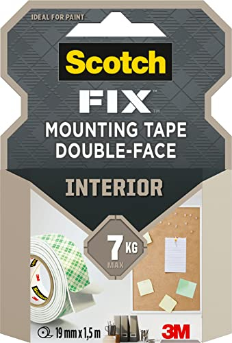 Ruban de fixation pour intérieur Scotch-Fix 4496G-1915-P, 19mmx1,5m, 1 rouleau/paquet (L'emballage peut varier)