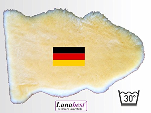 Babyfell von LANABEST. Echtes Merino Lammfell. Premium Qualität. Superweich, waschbar, chromfrei Gebleicht. Sehr gut für Kinderwagen, Buggy und als Krabbeldecke. Ca. 80 cm