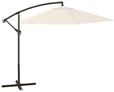VERDELOOK Ombrellone a Braccio in Poliestere 3x3 m, Ecrù, per Giardino arredo Esterni