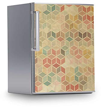 Kühlschrank Wandtattoo I Dekoraufkleber für Kühlschranktür - Klebefolie Sticker selbstklebend I Klebefolie Küche - Design: 3D Retro