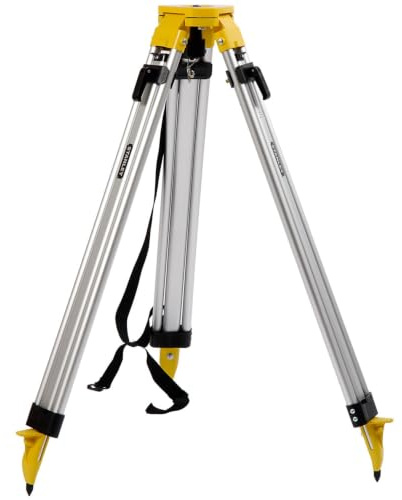 STANLEY 1-77-163 Trépied En Alu À Colonne - Blocage des Pieds - Plage D'Utilisation De 97Cm À 160Cm - Filetage 5/8 - Compact Et Stable - Tête Large Pour Plus De Stabilité