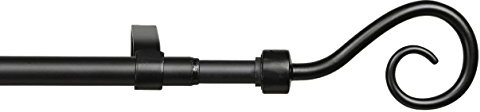 JalousieCrew Stilgarnitur Gardinenstange 16 mm Vorhangstange - 130-240 cm ausziehbar (schwarz)