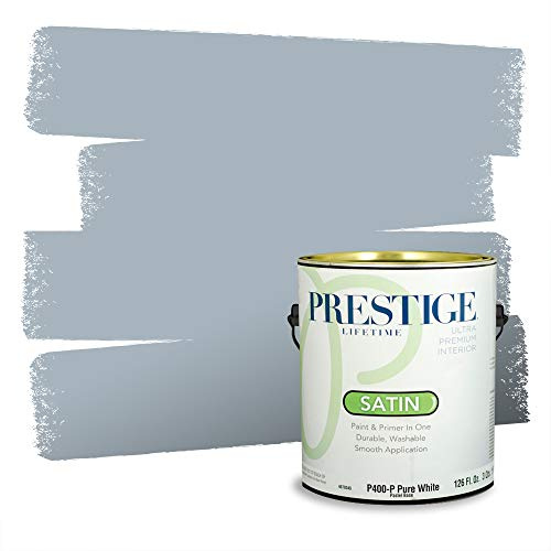 PRESTIGE Paints Interior Paint and Primer In One, 1-Gallon, Satin, Comparable Match of Behr* Intercoastal Gray*