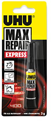UHU Max Repair Express, Tube, Schneller und starker Klebstoff für sofortige, präzise und kleine Reparaturarbeiten. 3g