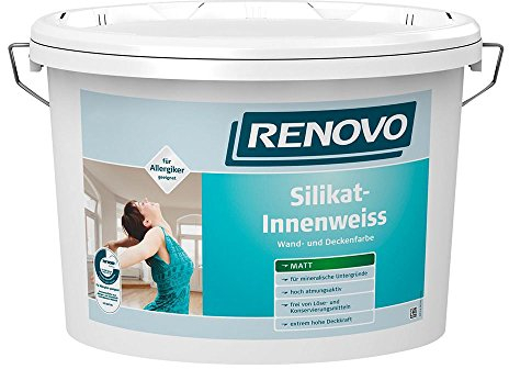 Silikat-Innenweiss 5 L Weiss Matt Für Allergiker geeignet Renovo Wand Deckenfarbe