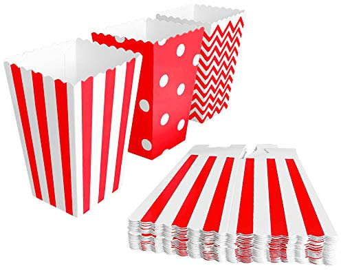 BangShou 60Stk Popcorn Tüten Candy Container Box Partytüten für Salzstangen und Candybar (Rot)
