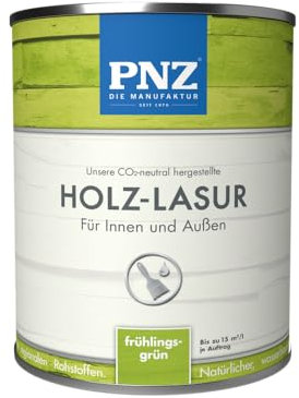 PNZ Holzlasur für Innen und Außen | lösemitttelfreie Farblasur | Nachhaltig hergestellt mit regionalen Rohstoffen | für alle Hölzer, auch Bienenhäuser, Gebinde:0.75L, Farbe:frühlingsgrün