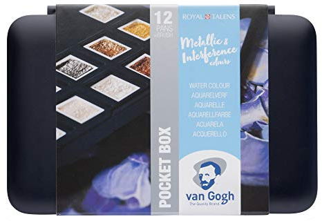 Van Gogh Aquarellfarben Set, Plastik-Näpfchen, 12-fache Auswahl an Spezialfarben für Metallic und Interferenz