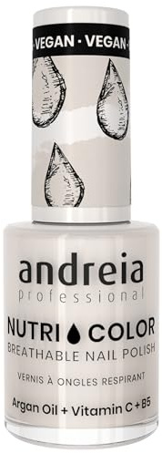 Andreia NutriColor Esmalte de Uñas NC2 Crema - Vegano Transpirable | Esmalte de uñas vegano con nutrientes 100% naturales; transpirable y respetuoso con la uña natural; 10,5 ml