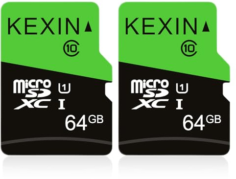 KEXIN 64GB Micro SD Karte 2 Stück UHS-3 MicroSDXC Speicherkarte bis zu 85 MB/s (Class 10 U3 C10) Memory Karte SD Card für Kameras, Tablets und Android Smartphones Sicherheitssystem