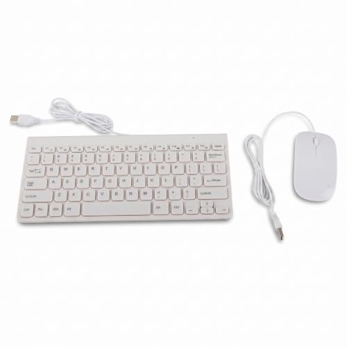 Topiky Gaming Keyboard, Ultra-Thin USB Wired Keyboard Optical Mouse Mice Set Combo for PC Laptop / 2 Color / 1.3 Meter/Round keycaps(White)