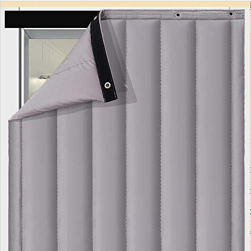 Thermique Isolation Phonique Rideau De Porte, Épaissir PU Panneaux De Rideau De Porte Imperméable Rideau De Partition De Climatiseur Chambre à Coucher De Salon-Gris Argent 70x210cm(28x83inch)
