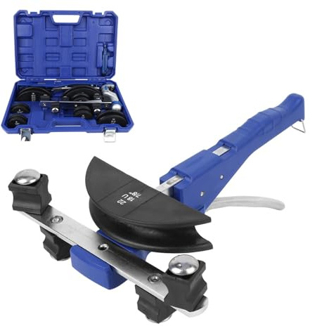 Manual Pipe Bender, Copper Pipe Bender 1/4 to 7/8 Inch 6-22mm CT-999 Tube Bender Kit 0-90 Degrees Mechanical Ratchet Bow-Type Bending Machine with 7 Moulds for Copper, Aluminium Tube