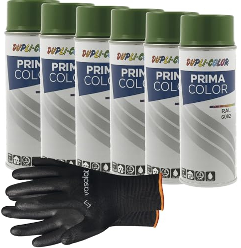 vasalat Dupli-Color Lackspray laubgrün glänzend RAL 6002 - Sprühlack für Metall, Kunststoff und Holz - wetterfeste Sprühfarbe für den Innen- und Außenbereich UV -beständig, 6 Stück