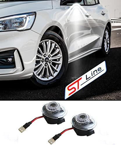 Duleutgnu 2pcs LED Seite unter Spiegel Ghost Projektor Licht Logo Willkommenslicht Auto Ersatz Rücklicht Zubehör Weiße Glaslinse (For New Fo-cus 2018-L)