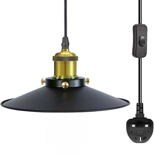 LEDSone Hängeleuchte, 400 cm Hängeleuchte mit Stecker-Beleuchtung, E27, Vintage-Hängelampe, Metall, Swag, LED Deckenlampe Lampe mit Ein-/Aus-Schalter, Überkopfleuchte für Zuhause/Hotel (Farbton 1)