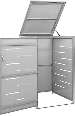 Keketa Mülltonnenbox für 1 Tonne Müllbox Mülltonne Mülltonnenverkleidung Mülltonne Müllcontainer Gerätebox Rostfrei Abschließbar Grau 69x77,5x115 cm Edelstahl