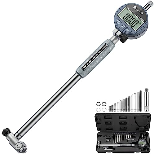 Neoteck Bore Gage Set Digital Indicator Dial Bore Gauge (2-6/0.0005) Measurement with Self-Centering Dial, Carbide Anvils, and Insulated Grips for Deep Engine Cylinder Measurement
