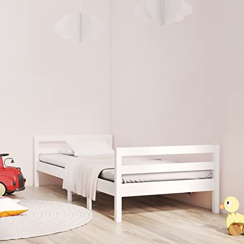 Tidyard Massivholzbett mit Lattenrost Gästebett Jugendbett Holzbett Bett Holzbetten Bettgestell Bettrahmen Doppelbett/Einzelbett Seniorenbett Weiß 80x200 cm Kiefer