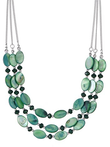 FULU AUTUMN Steine Perlenkette Damen Statement Kette mit Kristall Choker Boho Schmuck Die Besten Geschenke für Mütter(01-Green)