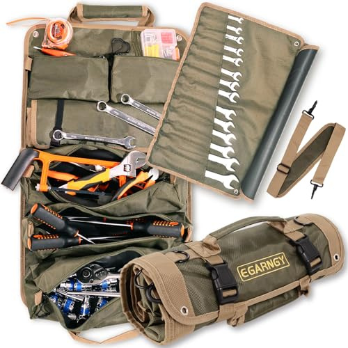 Werkzeugtasche, großer Werkzeug-Rolltaschen-Organisator für Elektriker, abnehmbare Schwerlasttasche mit 3 großen Werkzeugtaschen,2 kleine Werkzeugtaschen zur Aufbewahrung,Geschenk für Männer/Vater/Ihn