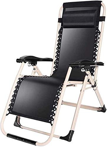Leichter FGVDJ Leichter Camping-Klappstuhl, Liegegartenstuhl, Strand-Sonnenliege, Liegestuhl, wetterfest, für Strand, Terrasse, Garten, Camping im Freien (Farbe: Schwarz) Present