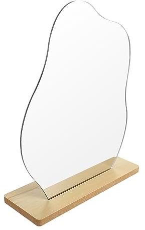 Garneck Acryl Kosmetikspiegel Mit Holzsockel Tischspiegel Rahmenlos Tragbarer Schminkspiegel Für Zuhause Und Büro Klar Und Verzerrungsfrei
