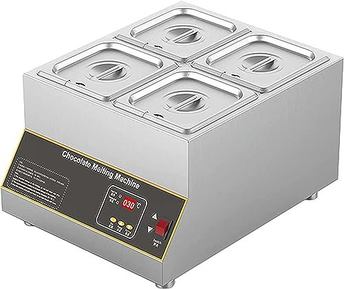 FLTRGO Machine de tempérage de Chocolat, Chauffe-Plats électrique Commercial en Acier Inoxydable Fondant à Chocolat Chauffant Professionnel avec Couvercle pour Restauration, Restaurant, Cantine