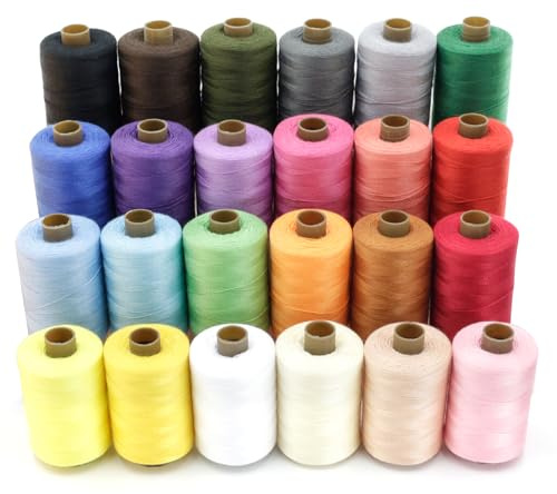 Set di 24 rocchetti di filo da cucito, 910 m per bobina, fili misti in cotone per macchina da cucire fai da te, macchina da ricamo, cucito a mano, 24 colori