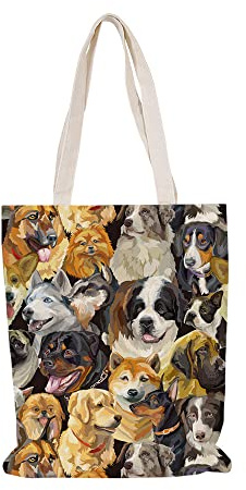Jutebeutel Gelber Hund Graffiti Tote Bag Baumwolle und Hanf Stoffbeutel Große Kapazität Stofftasche Faltbar Jutetasche Langlebig Baumwolltasche Bedruckt Stoffbeutel zum Bemalen Waschbar 30x40cm/1 Pcs