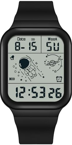 RORIOS Orologio Quadrati da Uomo Multifunzione Elettronico - 50M Impermeabile Digitale con Cinturino in Gomma