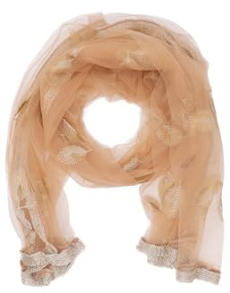 QUEEN HELENA SC030 Leichter transparenter Schal mit Muster eleganter Damenschal, Camel, Einheitsgröße