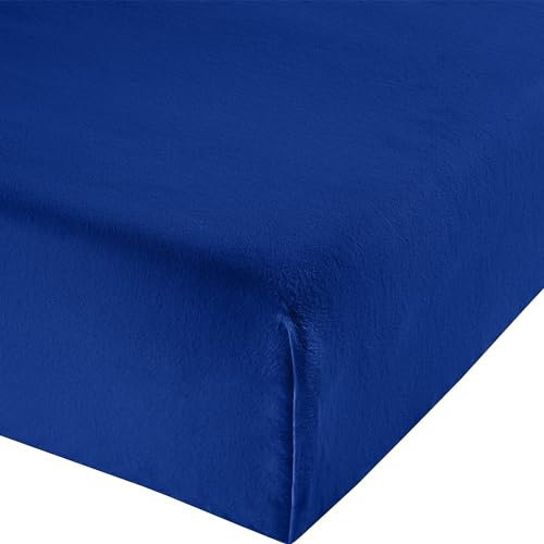 Erwin Müller Bettlaken, Überschlaglaken Erlangen Fein-Biber Royalblau Größe 150x250 cm - warm und kuschelig, temperaturausgleichend, bügelfrei - auch als leichte Sommerdecke