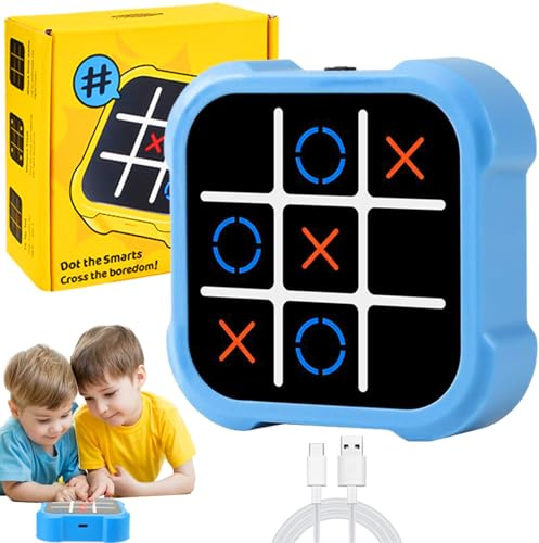 Tic Tac Toe Elektronisch, Elektronisch Tic-Tac-Toe Bolt Spiel, 3-In-1-Puzzlespielkonsole, Zappelspielzeug-Brettspiele, Brettspiel Familietragbare Reisespiele FüR Bildung 3+ Jährige Jungs (Blau) | 3-In-1-Puzzlespielkonsole, Zappelspielzeug-Brettspiele, Brettspiel Familietragbare Reisespiele FüR Bildung Jährige Jungs