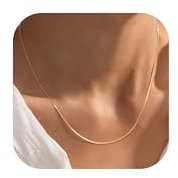 BodyBonita Kette Damen Verschluss Ketten Silber 925 Damen 16 Karat Gold Schmuck Kette Schlichte 1.5mm Fischgrätenmuster AnlaufgeschüTzt 16 Zoll