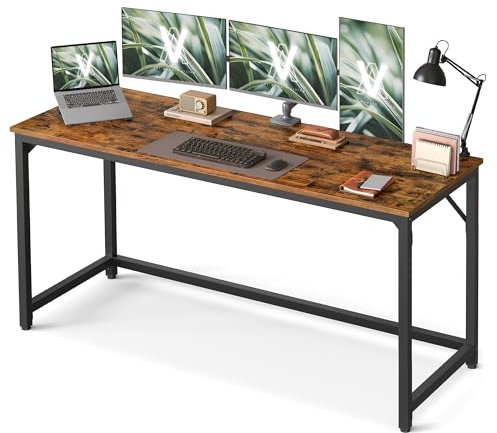 VASAGLE Tisch, Computertisch, Bürotisch, 160 x 60 x 76 cm, für Arbeitszimmer, Schlafzimmer, Wohnzimmer, vintagebraun-tintenschwarz LWD121K01