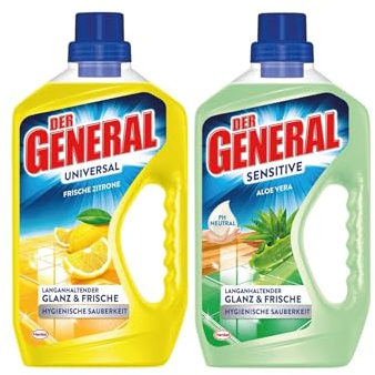 Der General Universal & Sensitive Allzweckreiniger - Ausprobierpaket bestehend aus 2 Artikeln - Frische Zitrone & Aloe Vera - Universalreiniger für hygienische Sauberkeit - je 750 ml